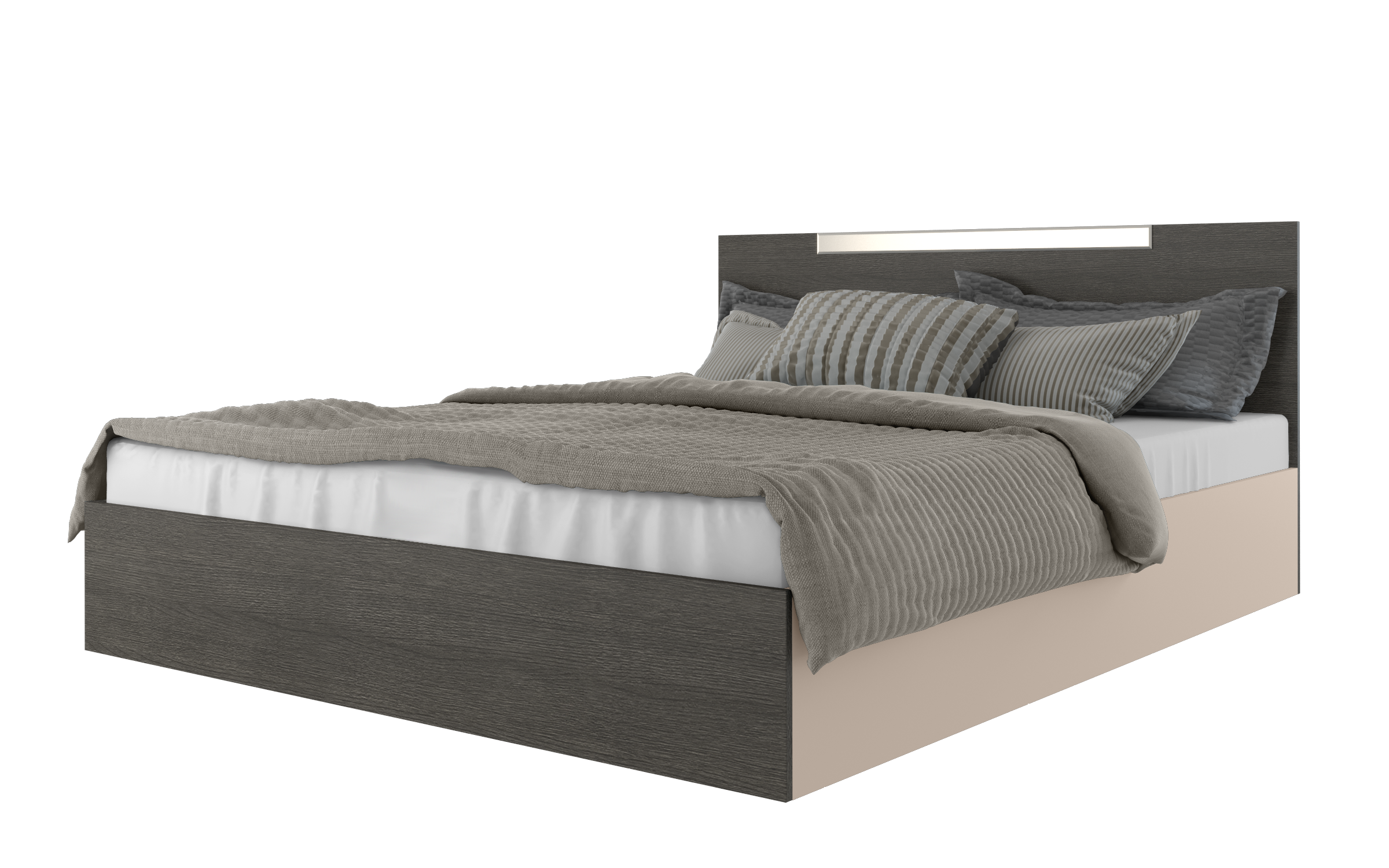 Pat dublu Katerina+ saltea cu o fata Neo Dream  160/200, casmir + stejar antracit  1